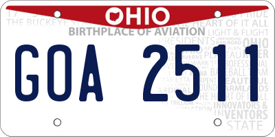 OH license plate GOA2511