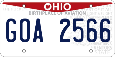 OH license plate GOA2566