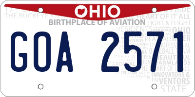 OH license plate GOA2571