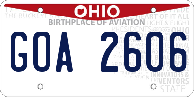 OH license plate GOA2606