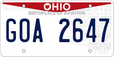 OH license plate GOA2647