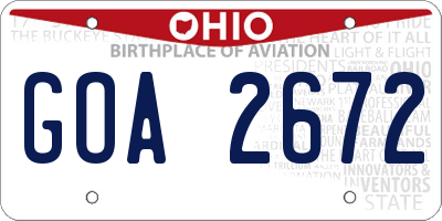 OH license plate GOA2672