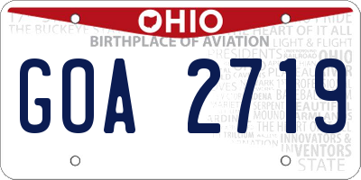 OH license plate GOA2719
