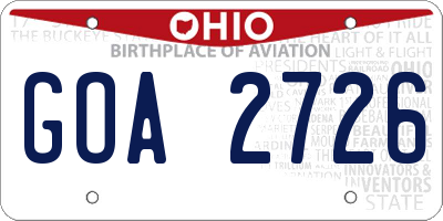 OH license plate GOA2726