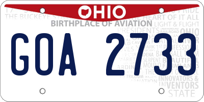 OH license plate GOA2733