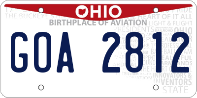OH license plate GOA2812