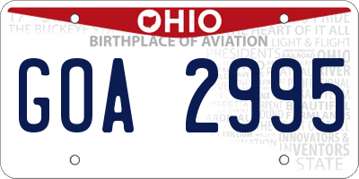 OH license plate GOA2995