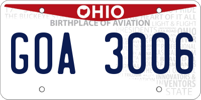 OH license plate GOA3006