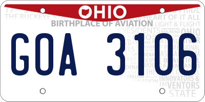 OH license plate GOA3106