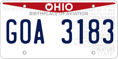 OH license plate GOA3183