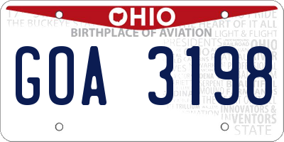 OH license plate GOA3198