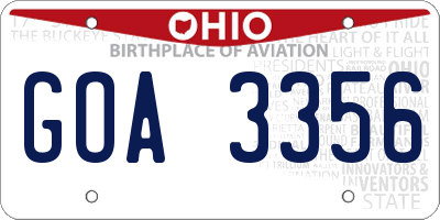 OH license plate GOA3356