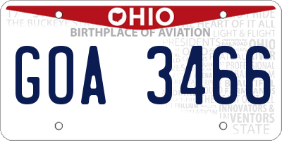 OH license plate GOA3466