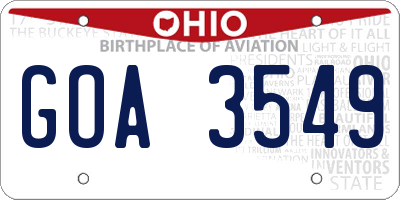 OH license plate GOA3549