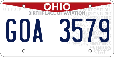 OH license plate GOA3579