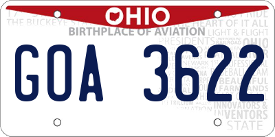 OH license plate GOA3622