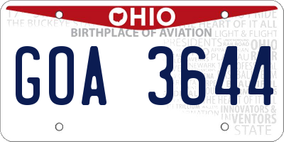 OH license plate GOA3644