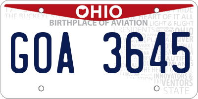 OH license plate GOA3645