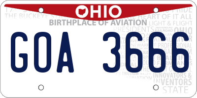 OH license plate GOA3666