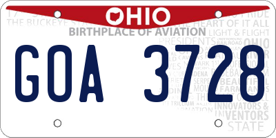 OH license plate GOA3728