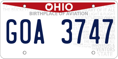 OH license plate GOA3747