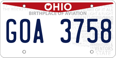 OH license plate GOA3758