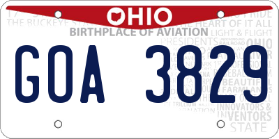 OH license plate GOA3829