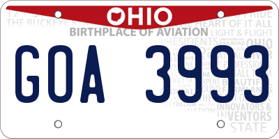 OH license plate GOA3993