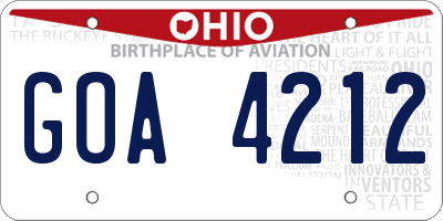 OH license plate GOA4212