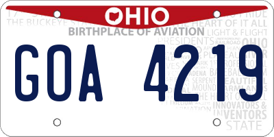 OH license plate GOA4219