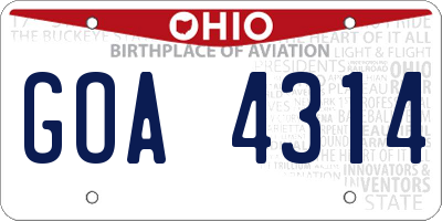 OH license plate GOA4314