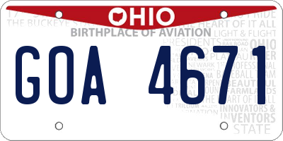OH license plate GOA4671