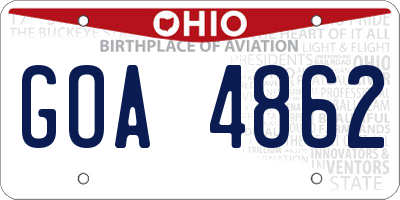 OH license plate GOA4862