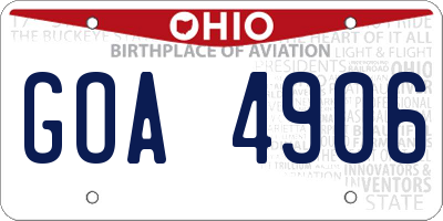 OH license plate GOA4906
