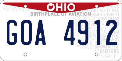 OH license plate GOA4912
