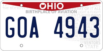 OH license plate GOA4943