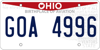 OH license plate GOA4996