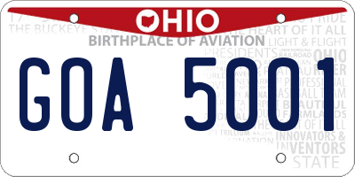 OH license plate GOA5001