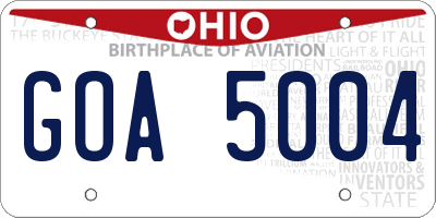 OH license plate GOA5004
