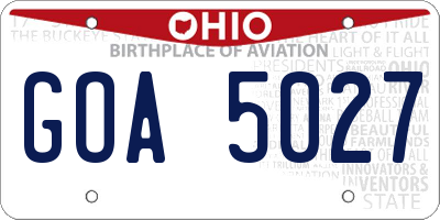 OH license plate GOA5027