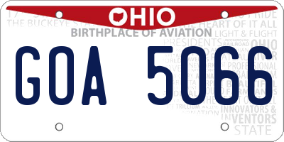 OH license plate GOA5066