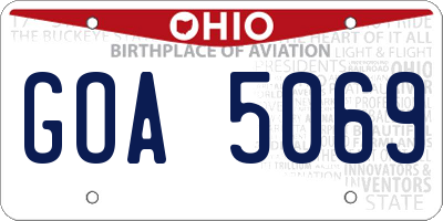 OH license plate GOA5069