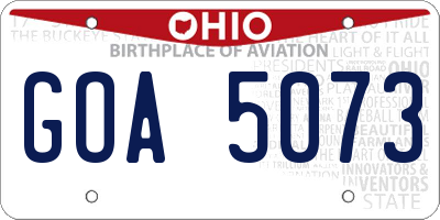 OH license plate GOA5073