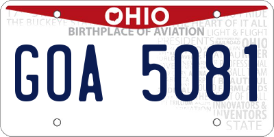 OH license plate GOA5081