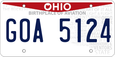 OH license plate GOA5124