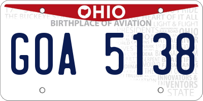 OH license plate GOA5138