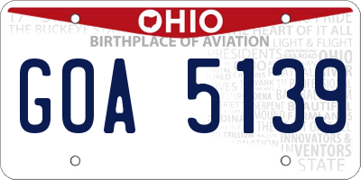 OH license plate GOA5139