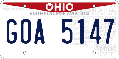 OH license plate GOA5147