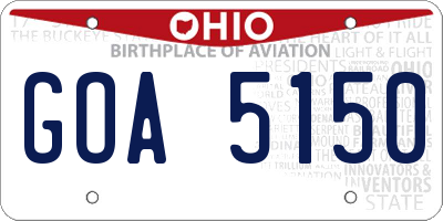OH license plate GOA5150
