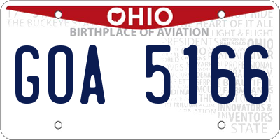 OH license plate GOA5166
